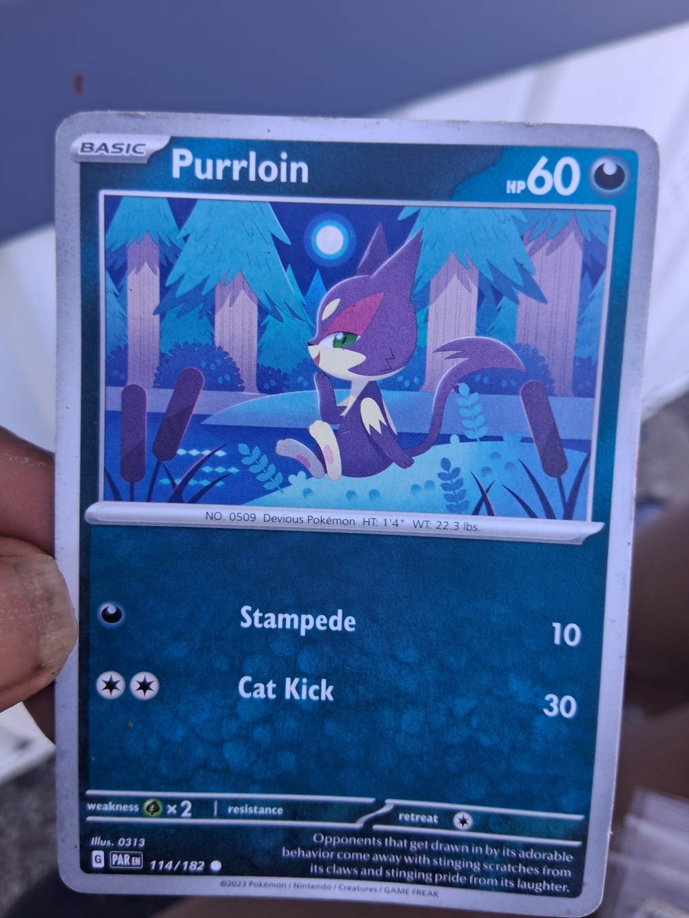 Poke'mon Trading Card  " Purrioin"